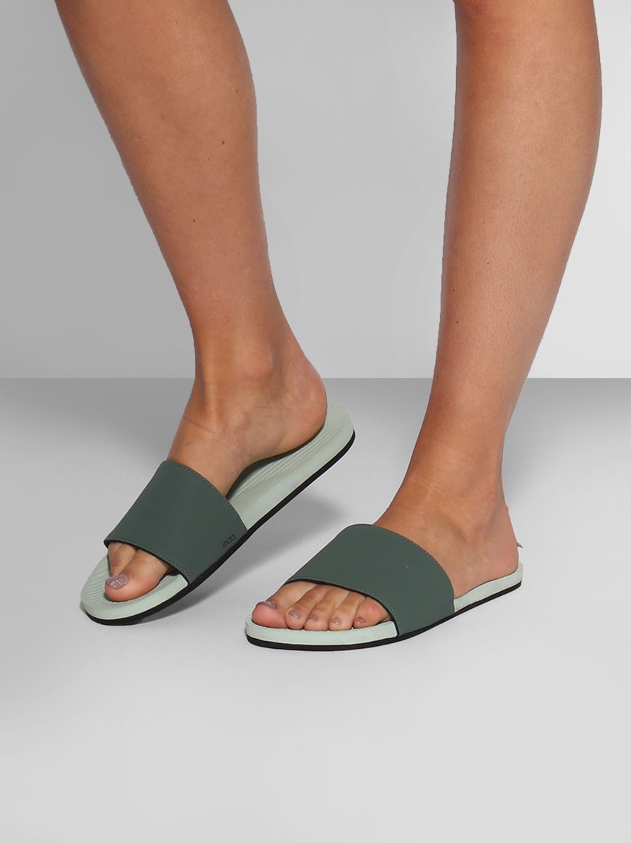 Women Indosole Flip Flops | Recycled Rubber Flip Flops Green