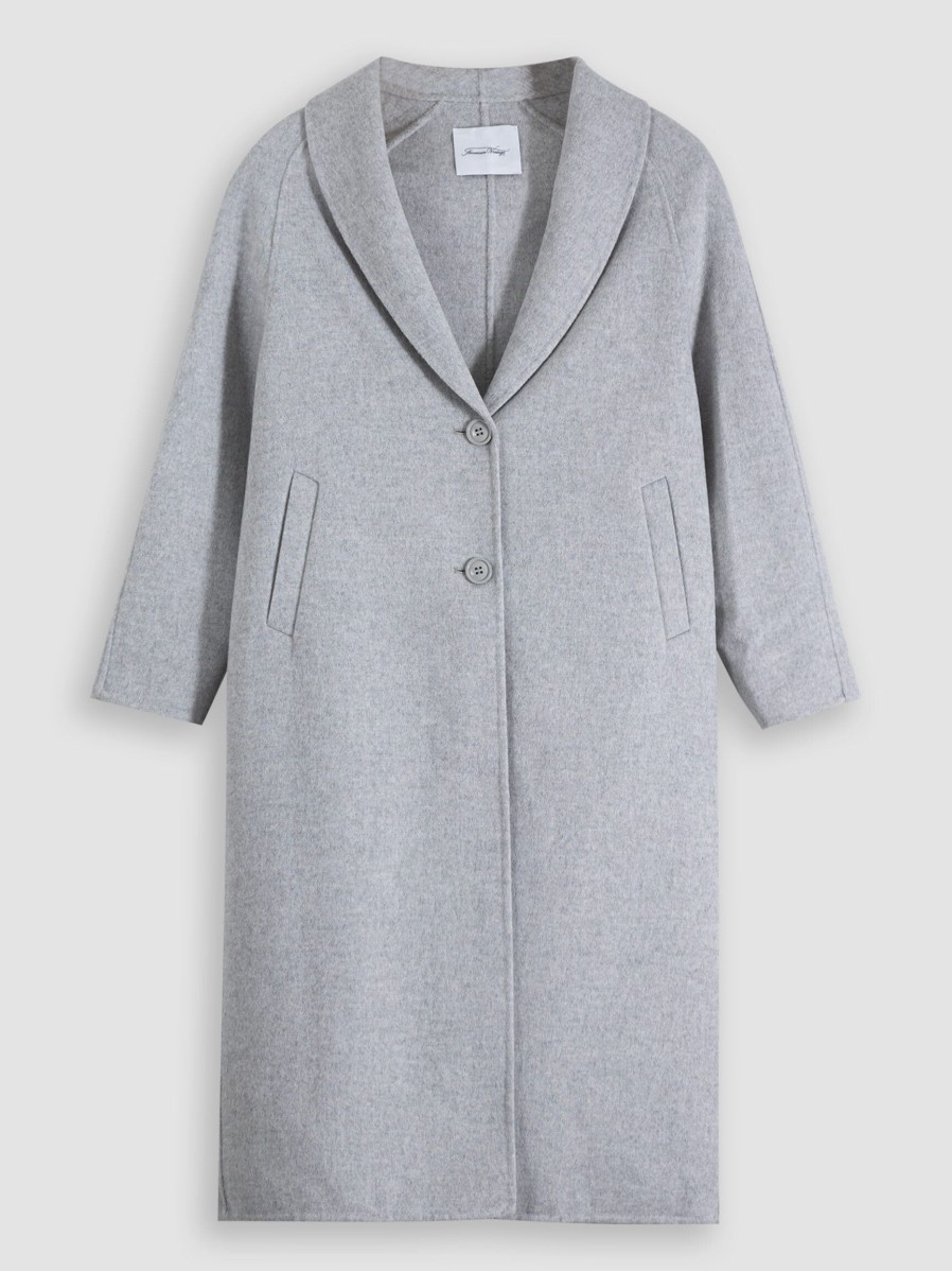 Women American Vintage Outerwear | Dadoulove, Wool Mix Melange Coat Light Grey