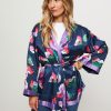 Women POM Amsterdam Blazers And Jackets | Woven Kimono With Print Dark Blue