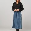 Women La Fee Maraboutee Skirts | Fahra, Woven Ribcord A-Line Skirt Blue