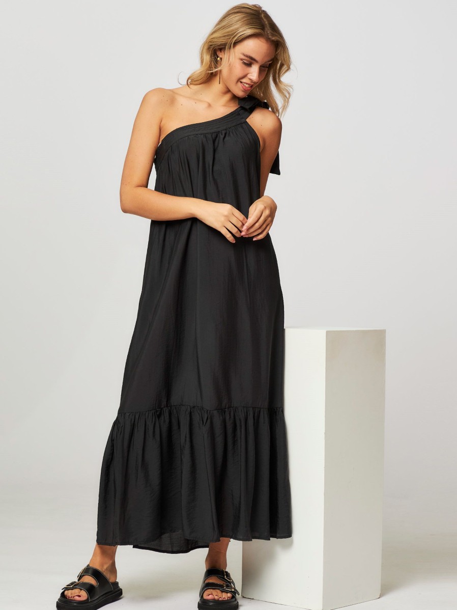 Women Co'Couture Dresses And Tunics | Callum, Modal Mix One Shoulder Dress Black