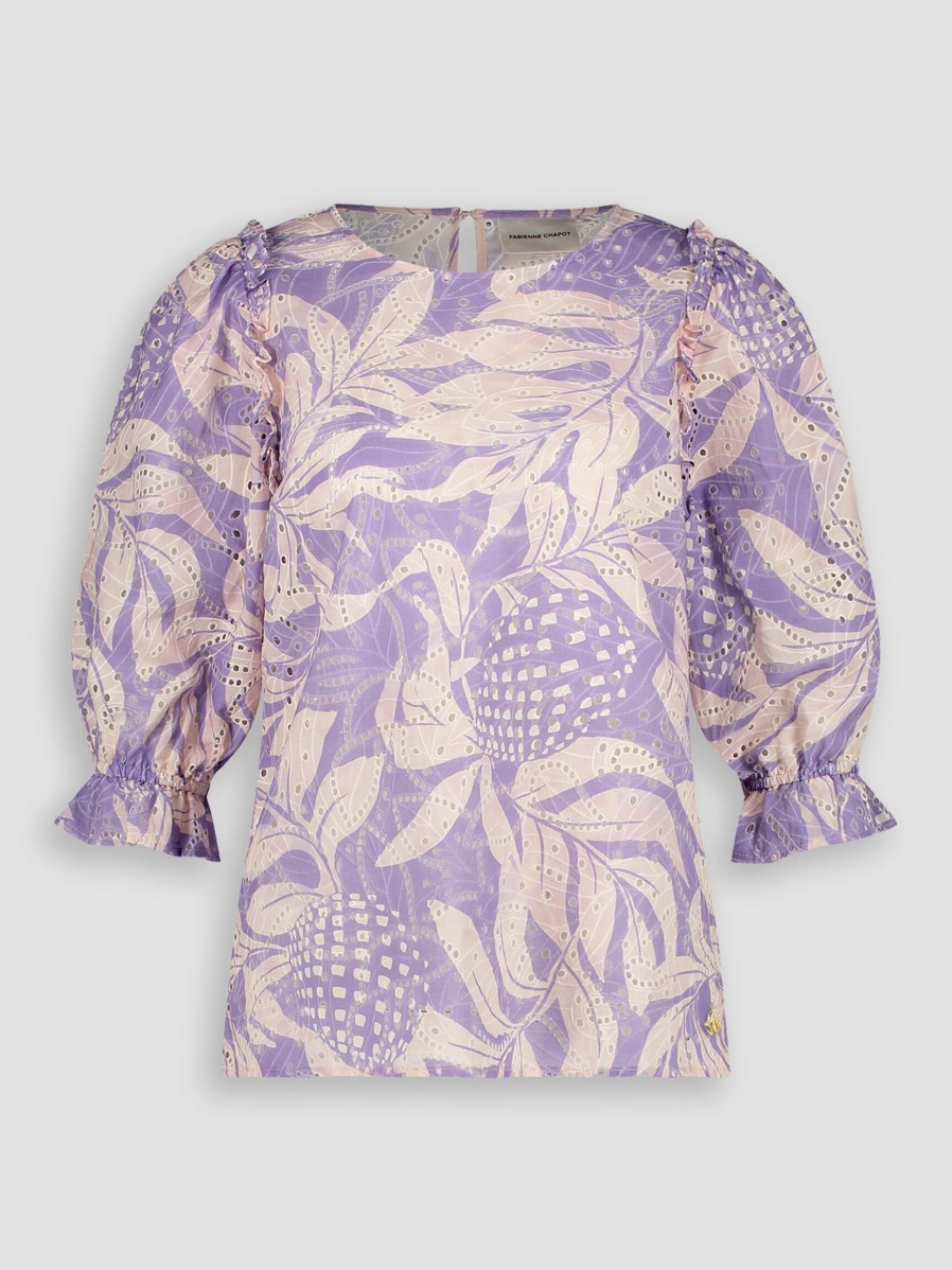 Women Fabienne Chapot Tops And Blouses | Sarah, Cotton Top With Print Lavender