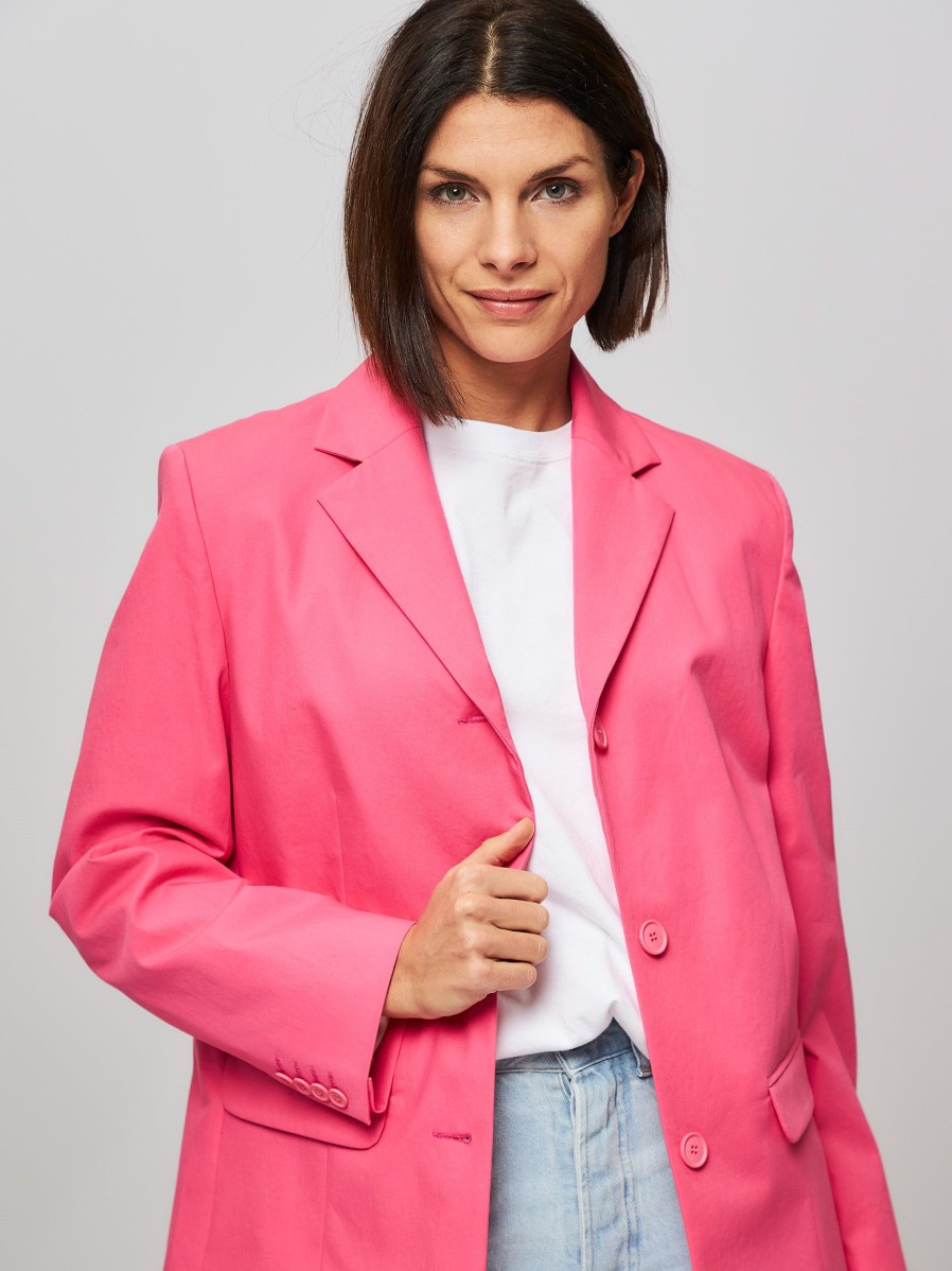 Women Samsoe Samsoe Blazers And Jackets | Iris, Cotton Mix Poplin Blazer Pink