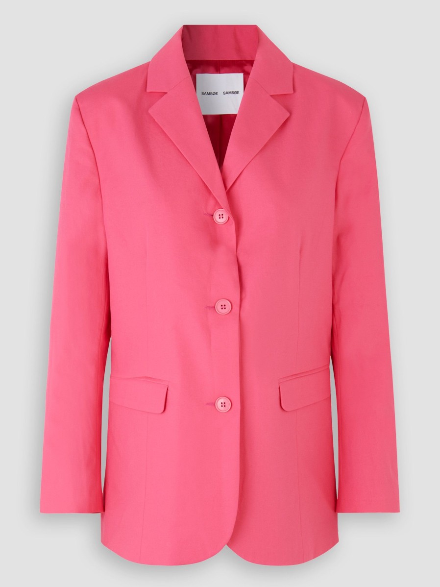 Women Samsoe Samsoe Blazers And Jackets | Iris, Cotton Mix Poplin Blazer Pink