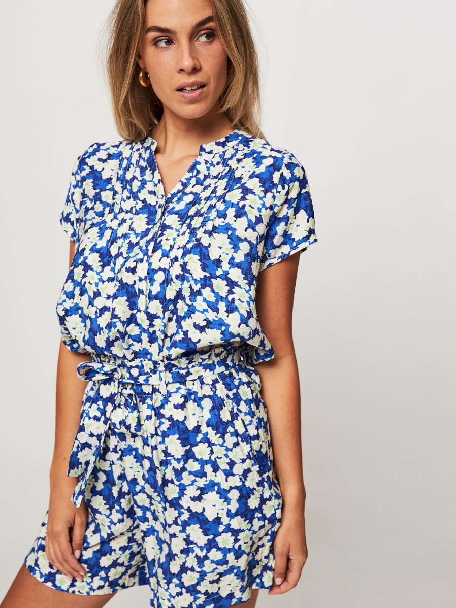 Women Lollys Laundry Tops And Blouses | Heather, Viscose Mix Top With Print Blue