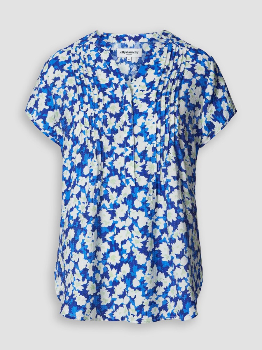 Women Lollys Laundry Tops And Blouses | Heather, Viscose Mix Top With Print Blue