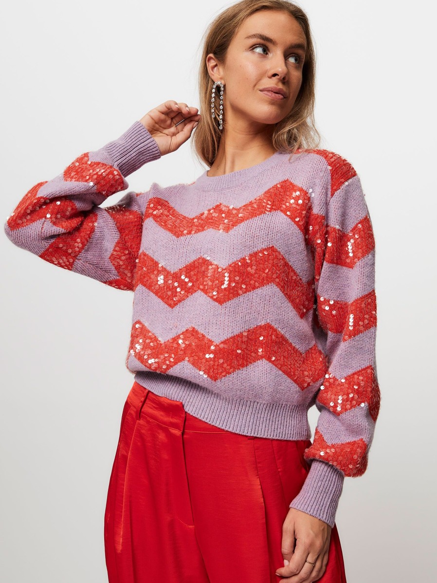 Women Essentiel Antwerp Sweaters And Cardigans | Evron, Wool Mix Jumper With Sequins Purple