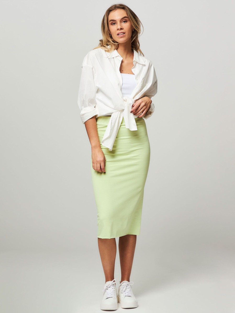 Women Graumann Skirts | Paloma, Cotton Mix Jersey Pencil Skirt Lime Green