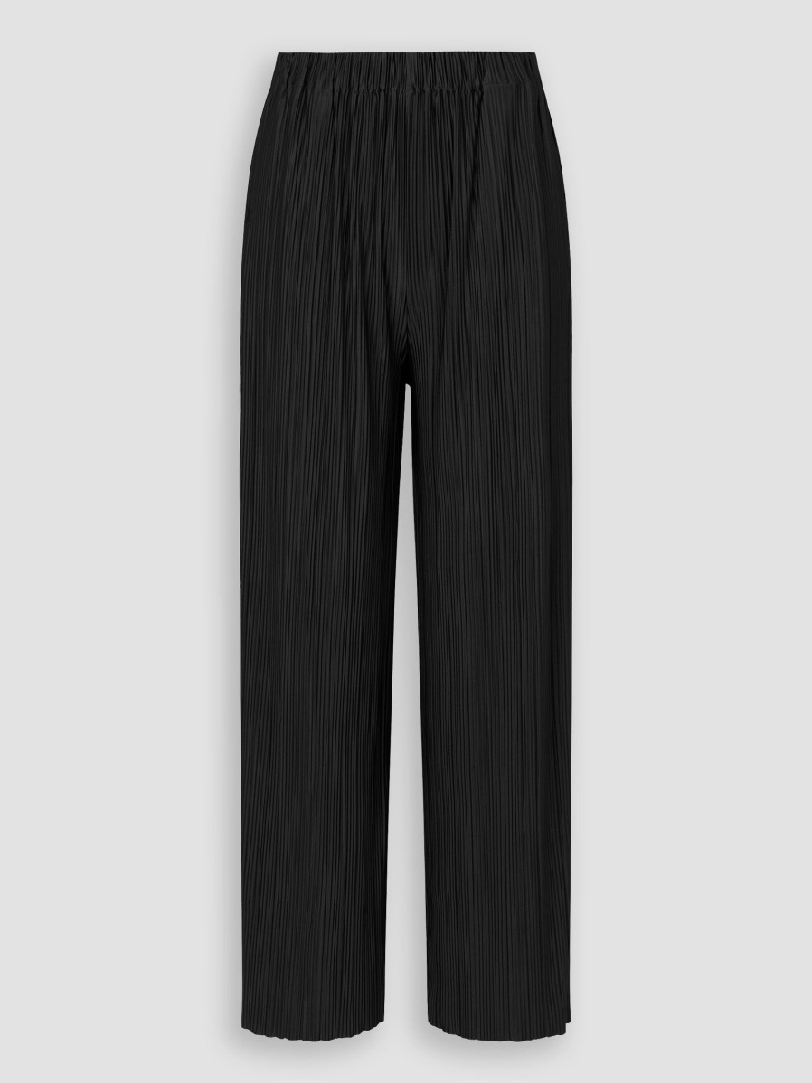 Women Samsoe Samsoe Pants And Jumpsuits | Uma, Elastic Plisse Trousers Black