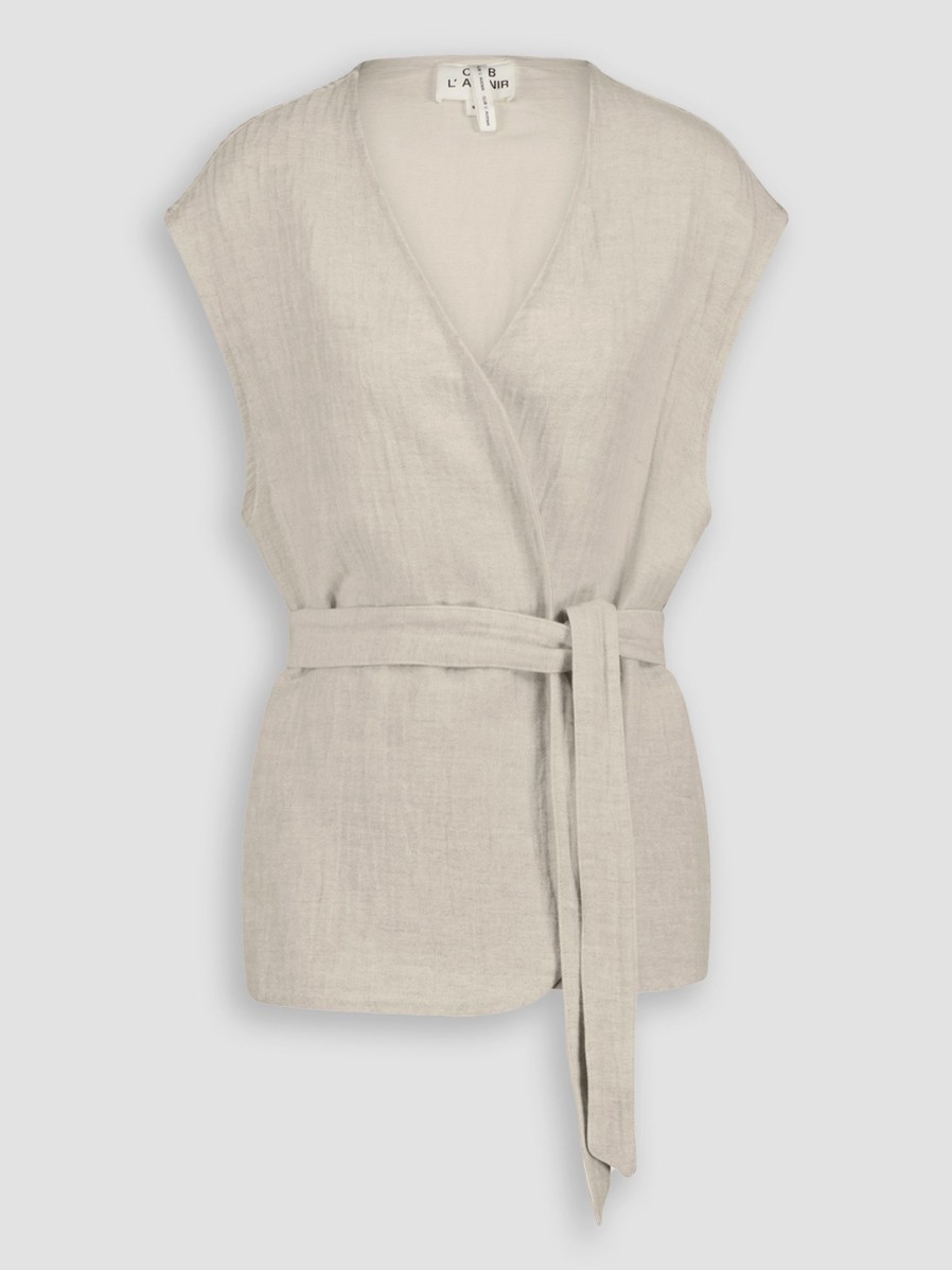 Women Club L’avenir Blazers And Jackets | Gaye, Cotton/ Linen Mix Gilet Sand