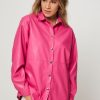 Women Semicouture Tops And Blouses | Leather Look Oversized Blouse Pink