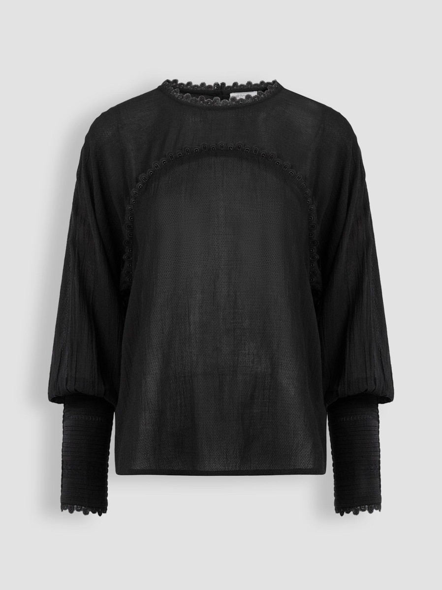 Women Alchemist Tops And Blouses | Idaea, Viscose/Cotton Mix Top Black