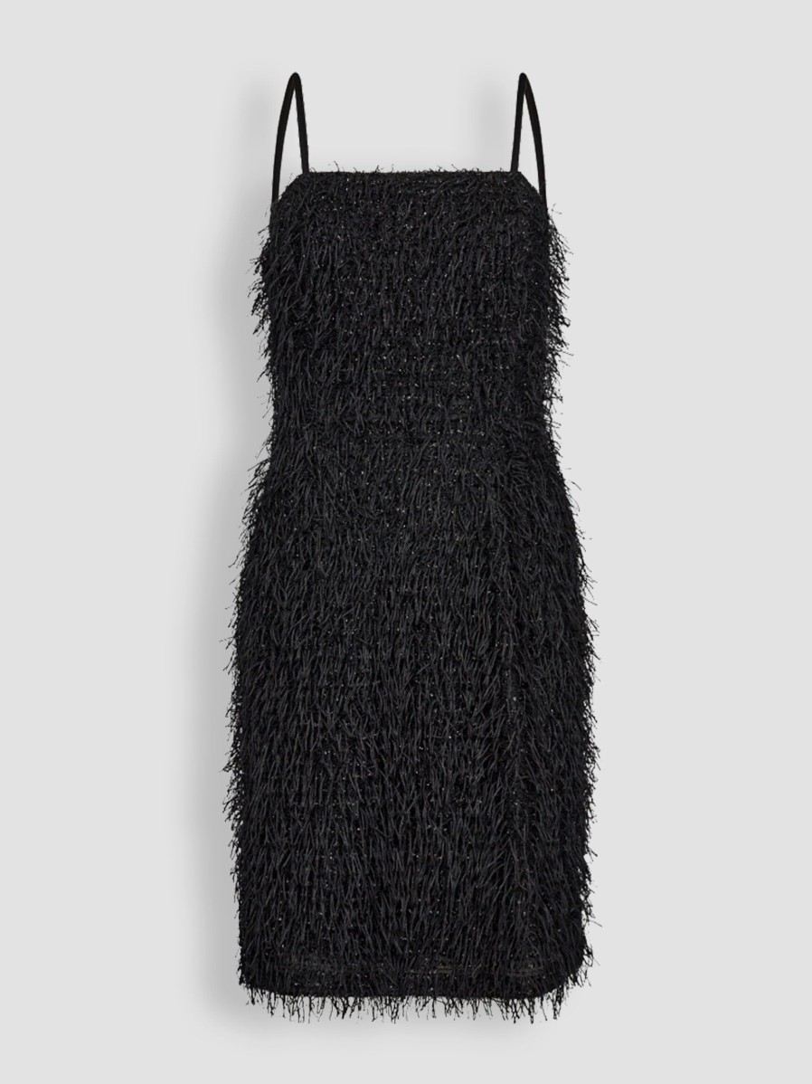 Women Co'Couture Dresses And Tunics | Gonzo, Woven Strapless Fringed Dress Black