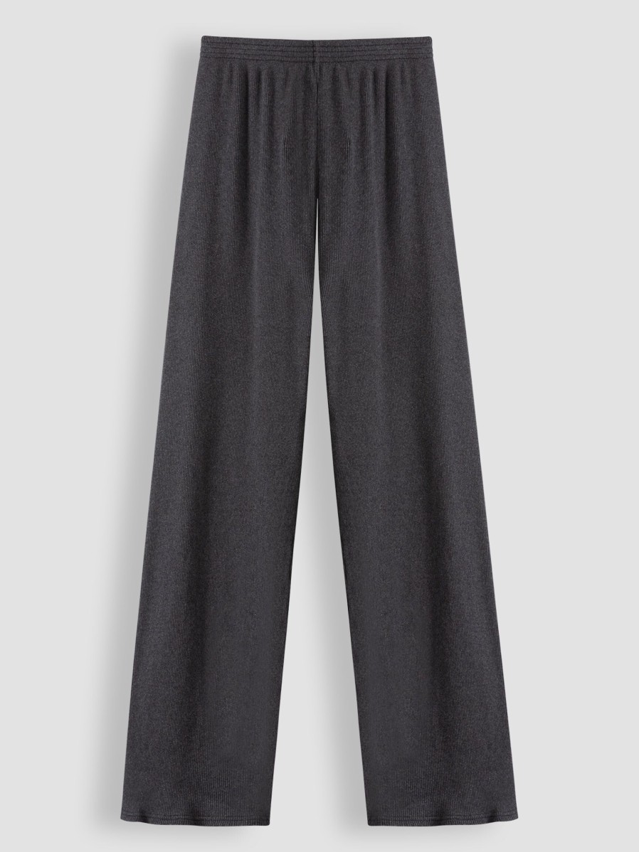 Women American Vintage Pants And Jumpsuits | Piwik, Cotton Melange Rib Trousers Dark Grey