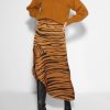 Women Rabens Saloner Skirts | Agnes, Viscose Asymmetric Skirt With Print Cognac