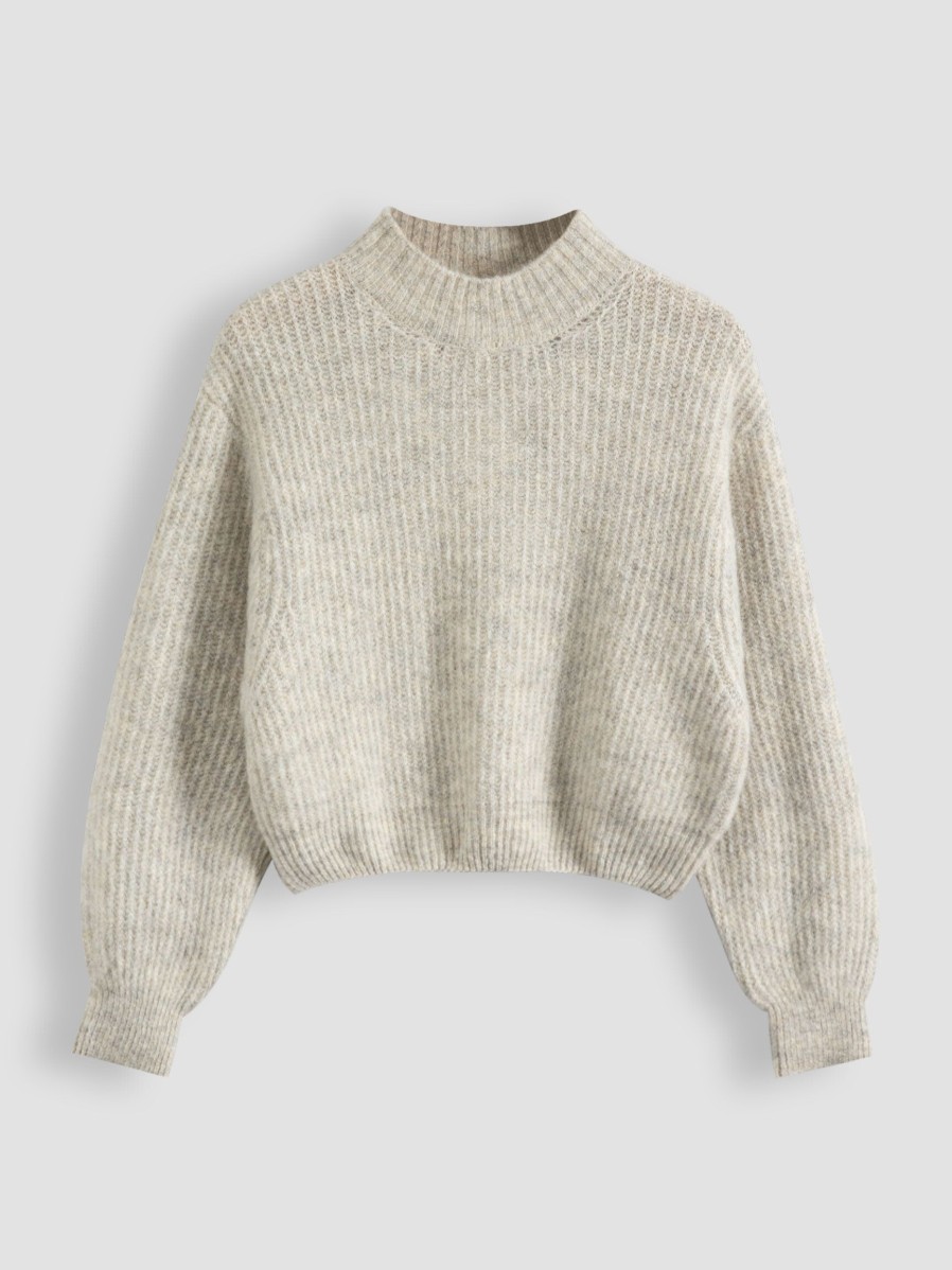 Women American Vintage Sweaters And Cardigans | East, Alpacamix Melange Trui Light Grey