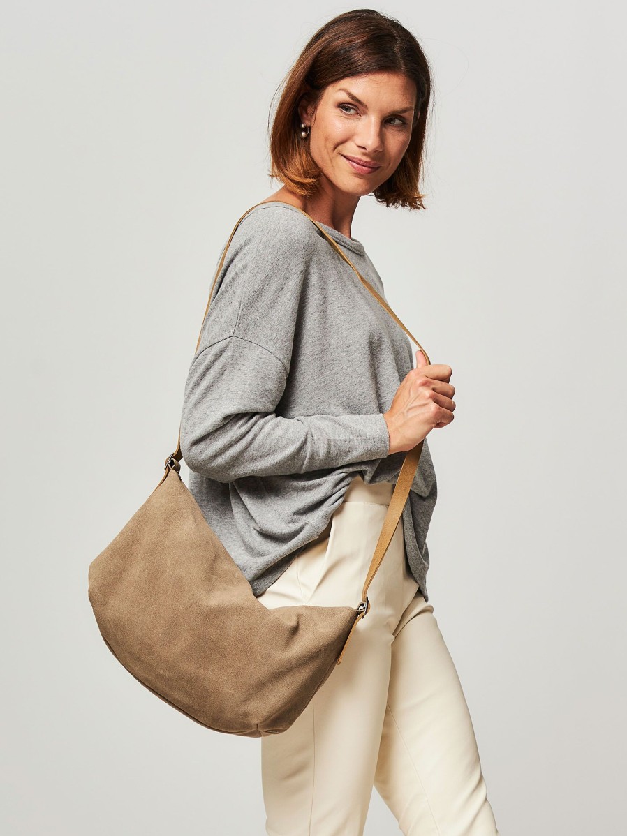 Women Ellen Truijen Bags | Maaki S, Suede Crossbody Bag Browngrey