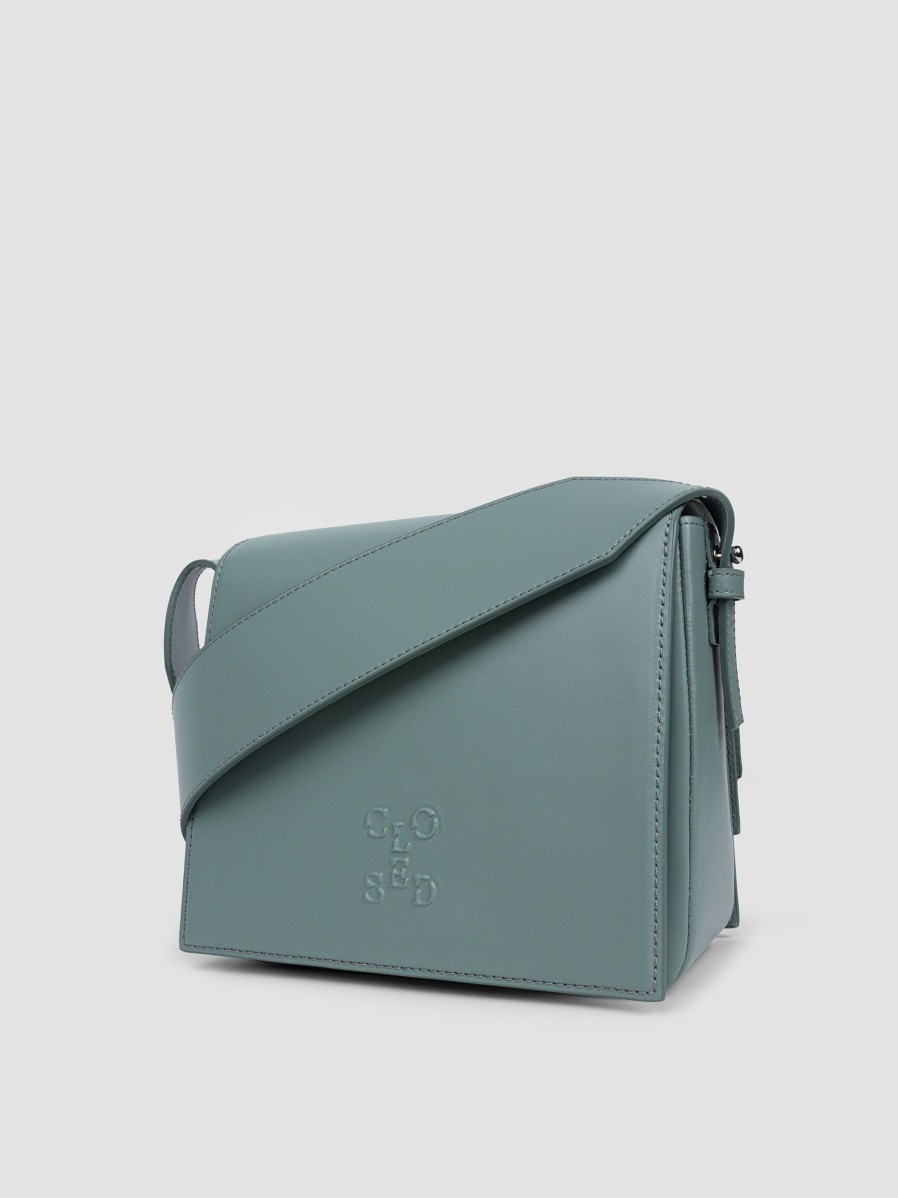 Women Closed Bags | Leather Crossbody Bag Bluegrey