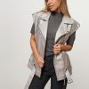 Women Alter Ego Blazers And Jackets | Rosie, Leather Gilet Silver Colour