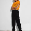 Women Ganni Pants And Jumpsuits | Woven Crepe Trousers Black