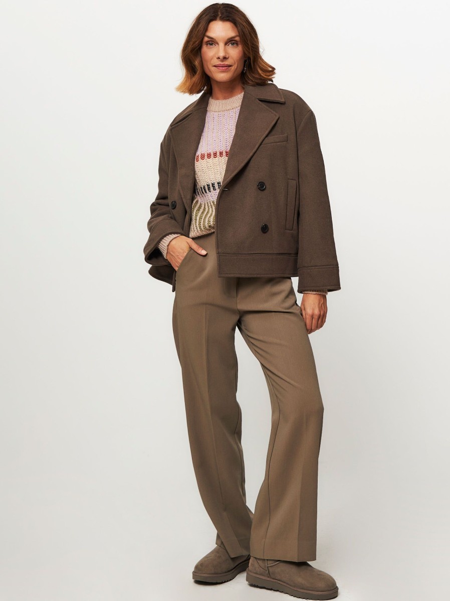 Women Second Female Outerwear | Sogano, Wool Mix Coat Brown