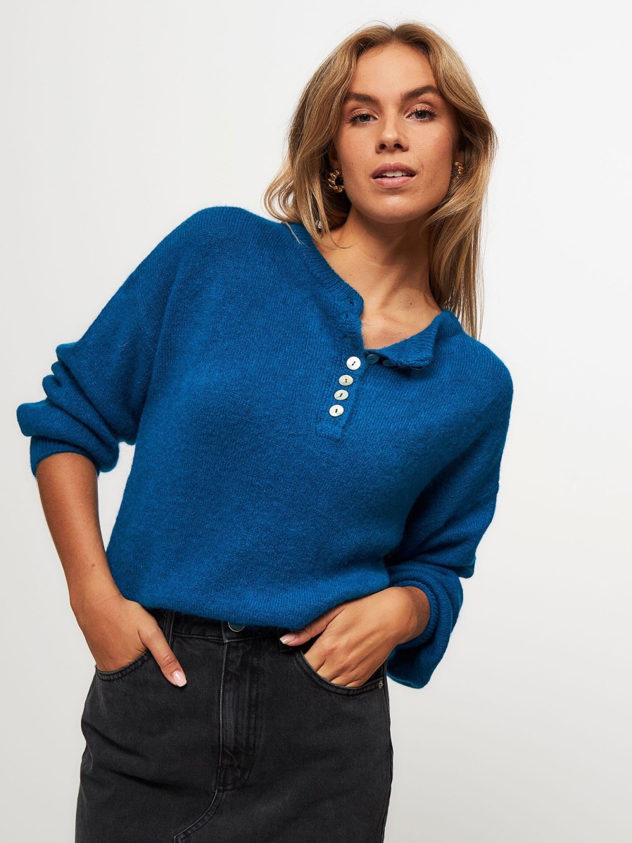 Women Frnch Sweaters And Cardigans | Kymberly, Alpaca Mix Jumper Blue