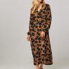 Women Modstrom Dresses And Tunics | Allison, Viscose Wrap Over Dress With Print Brown