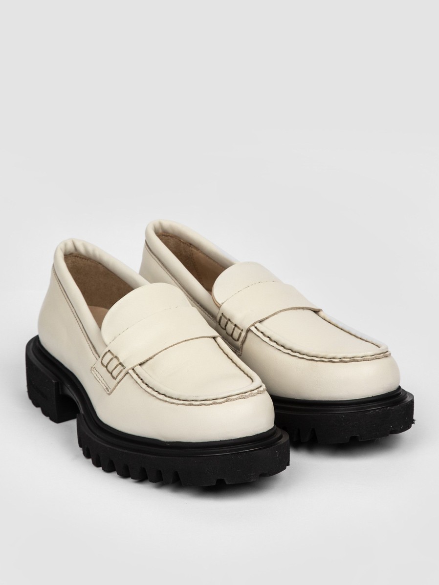 Women Royal Republiq Ballet Flats And Loafers | Protect, Leather Loafers Off White