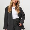 Women Gestuz Blazers And Jackets | Palina, Viscose Mix Blazer With Pinstripe Dark Grey