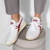 Women Diadora Sneakers | Mi Basket Row Cut, Leather Sneakers Dark Red