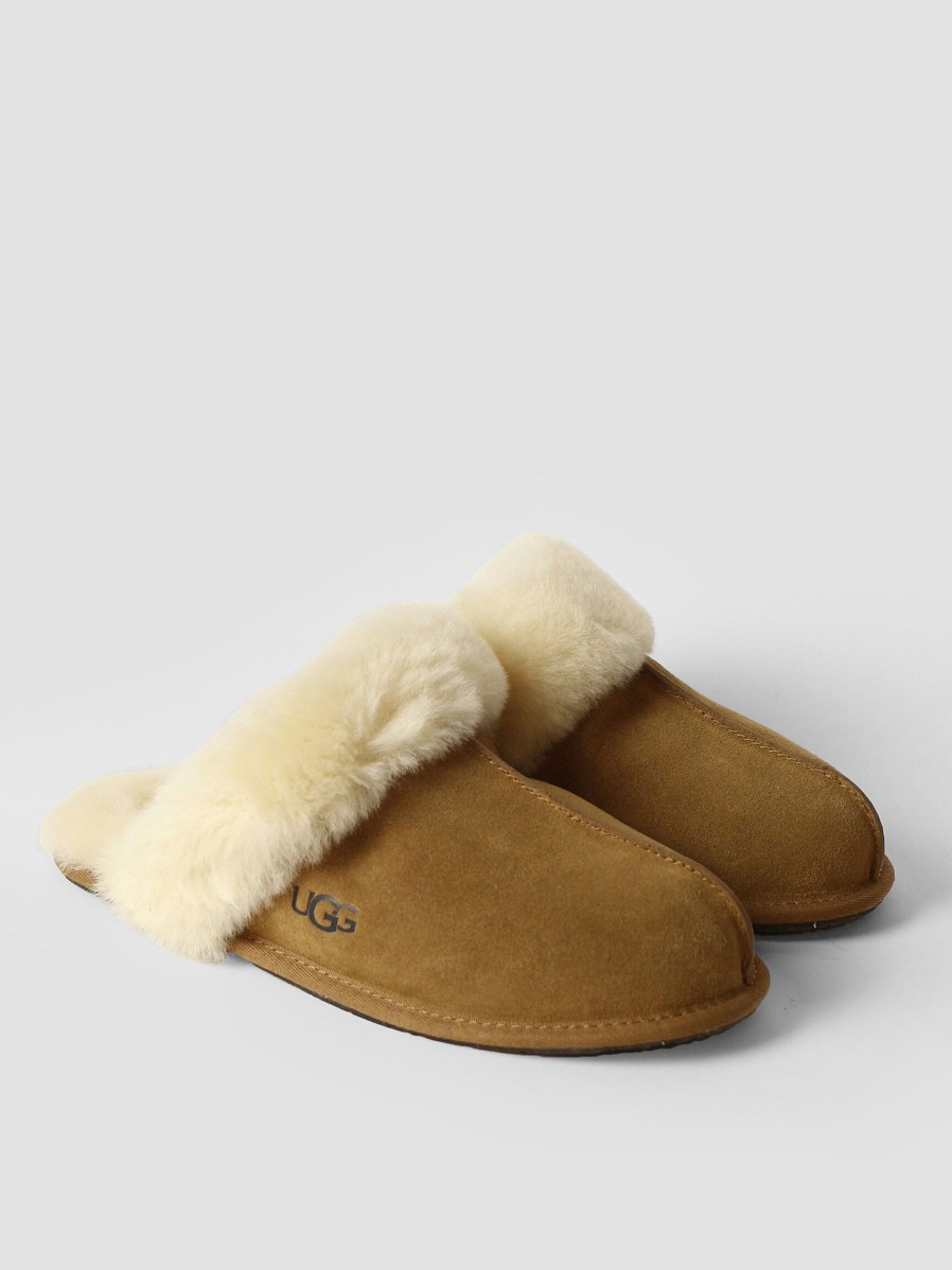 Women Ugg Ballet Flats And Loafers | Scuffette, Suede Slippers Cognac