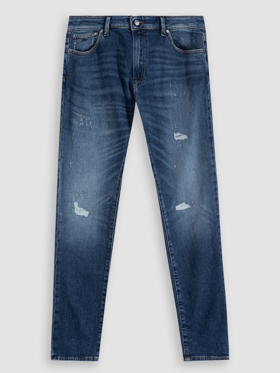 Women Denham Jeans | Monroe, Mid Waist Girlfriend Tapered Fit Jeans Blue