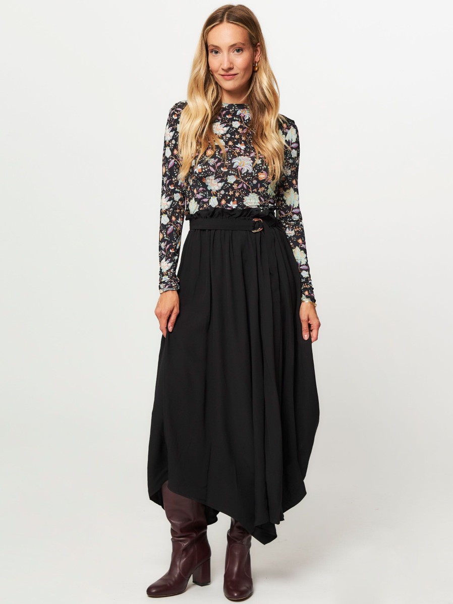 Women Ulla Johnson Skirts | Zeta, Viscose A-Lin Skirt Black