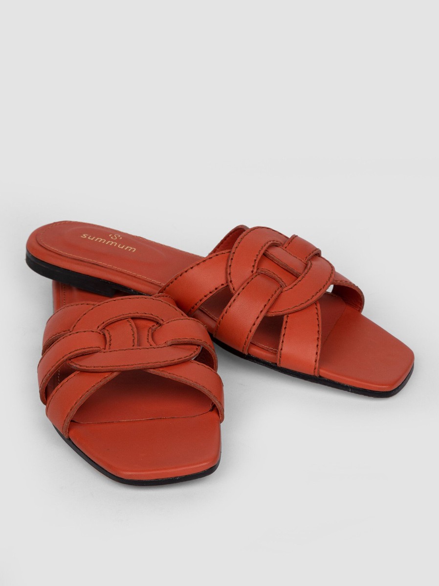 Women Summum Flip Flops | Leather Slippers Orange