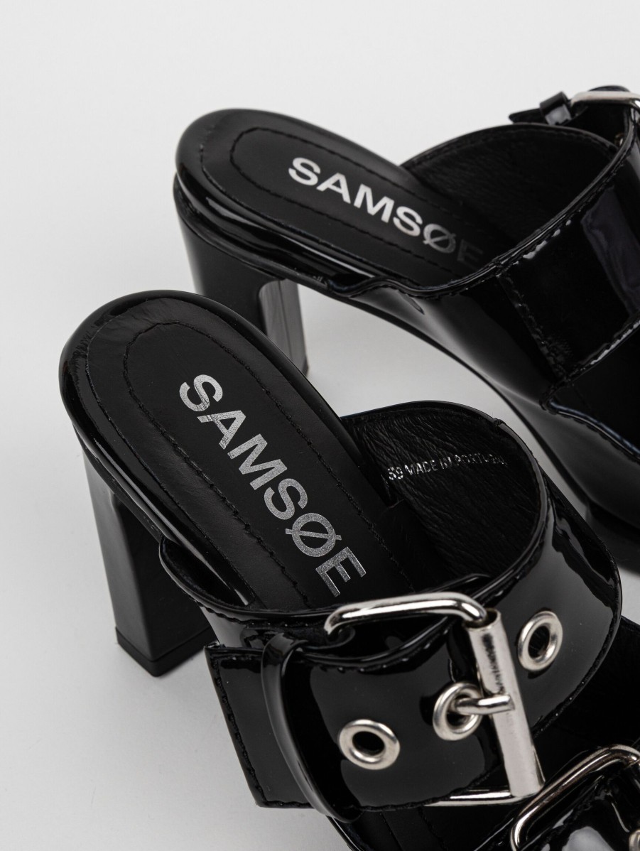 Women Samsoe Samsoe Sandals | Irina, Patent Leather Sandals Black