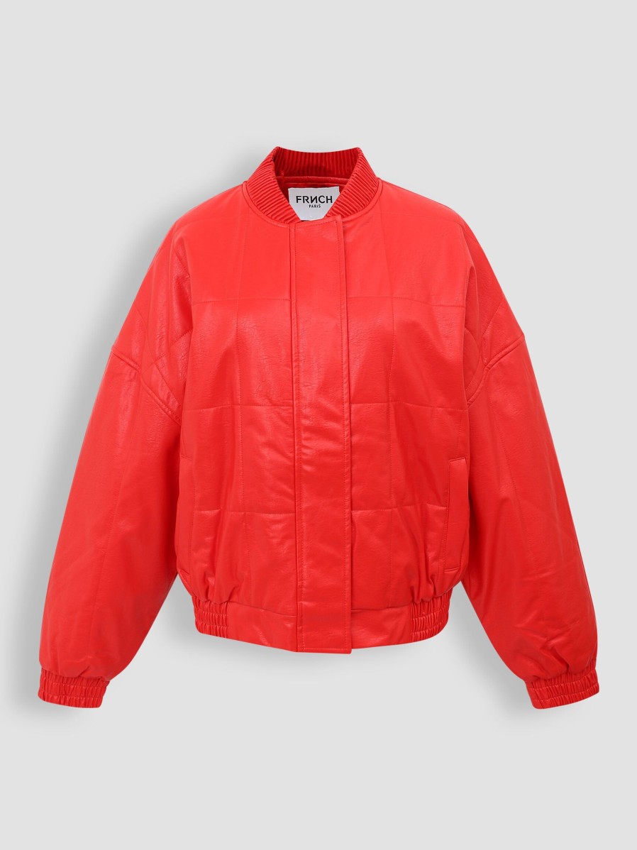 Women Frnch Outerwear | Rita, Leatherlook Bomber Jacket Red