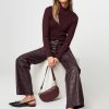 Women Baum und Pferdgarten Pants And Jumpsuits | Nikisha, Leather Look Wide Leg Trousers Bordeauxred