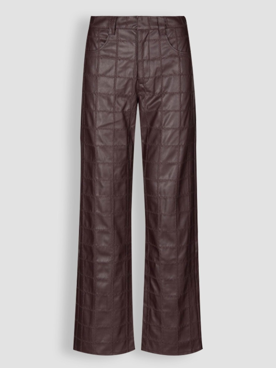 Women Baum und Pferdgarten Pants And Jumpsuits | Nikisha, Leather Look Wide Leg Trousers Bordeauxred