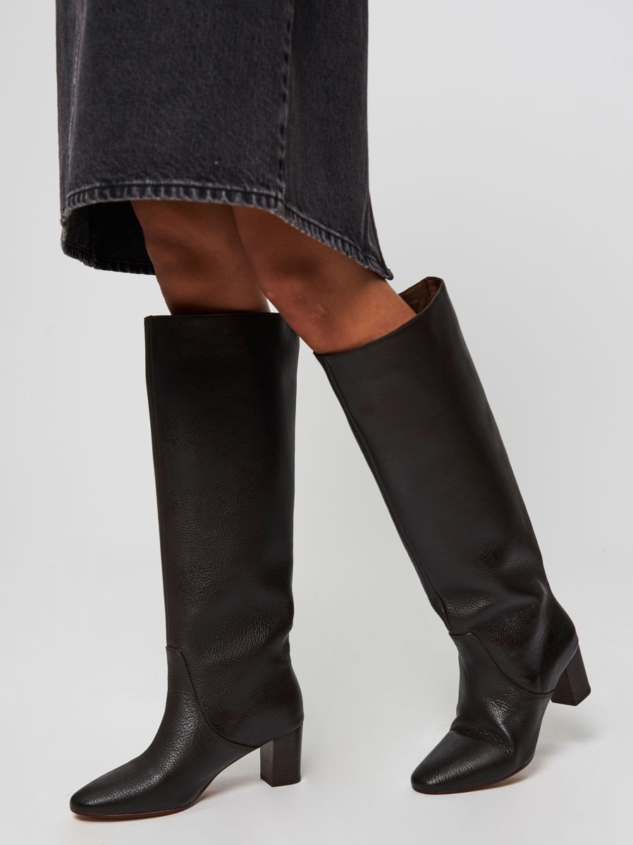 Women Anonymous Copenhagen Boots | Henriette, Leather High Boots Dark Brown