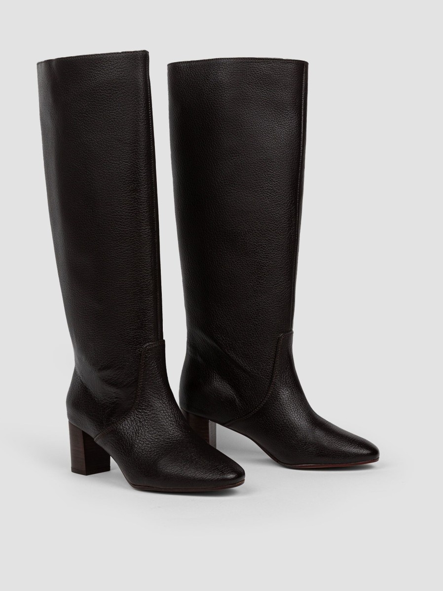 Women Anonymous Copenhagen Boots | Henriette, Leather High Boots Dark Brown