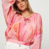 Women forte_forte Tops And Blouses | Silk Mix Top With Print Pink