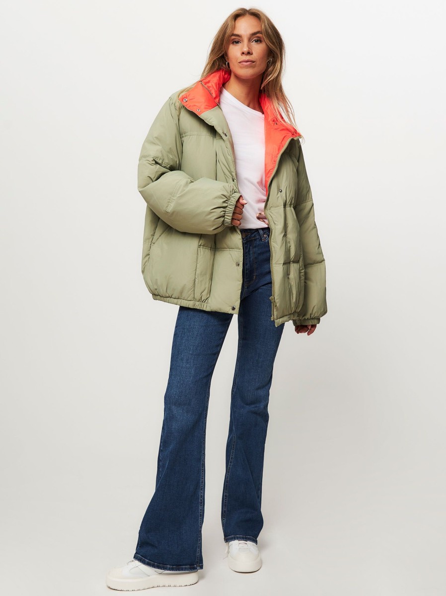 Women Bellerose Outerwear | Helium, Woven Padded Coat Greygreen