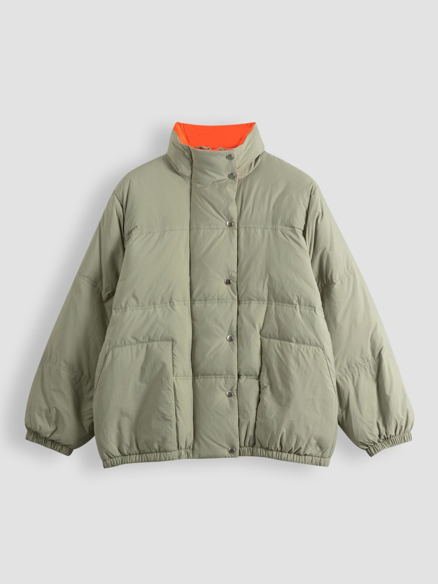 Women Bellerose Outerwear | Helium, Woven Padded Coat Greygreen