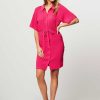 Women Another-Label Dresses And Tunics | Coco, Viscose Mix Button Down Dress Pink