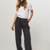 Women Les Coyotes de Paris Pants And Jumpsuits | Wool Mix Logo Trousers Grey