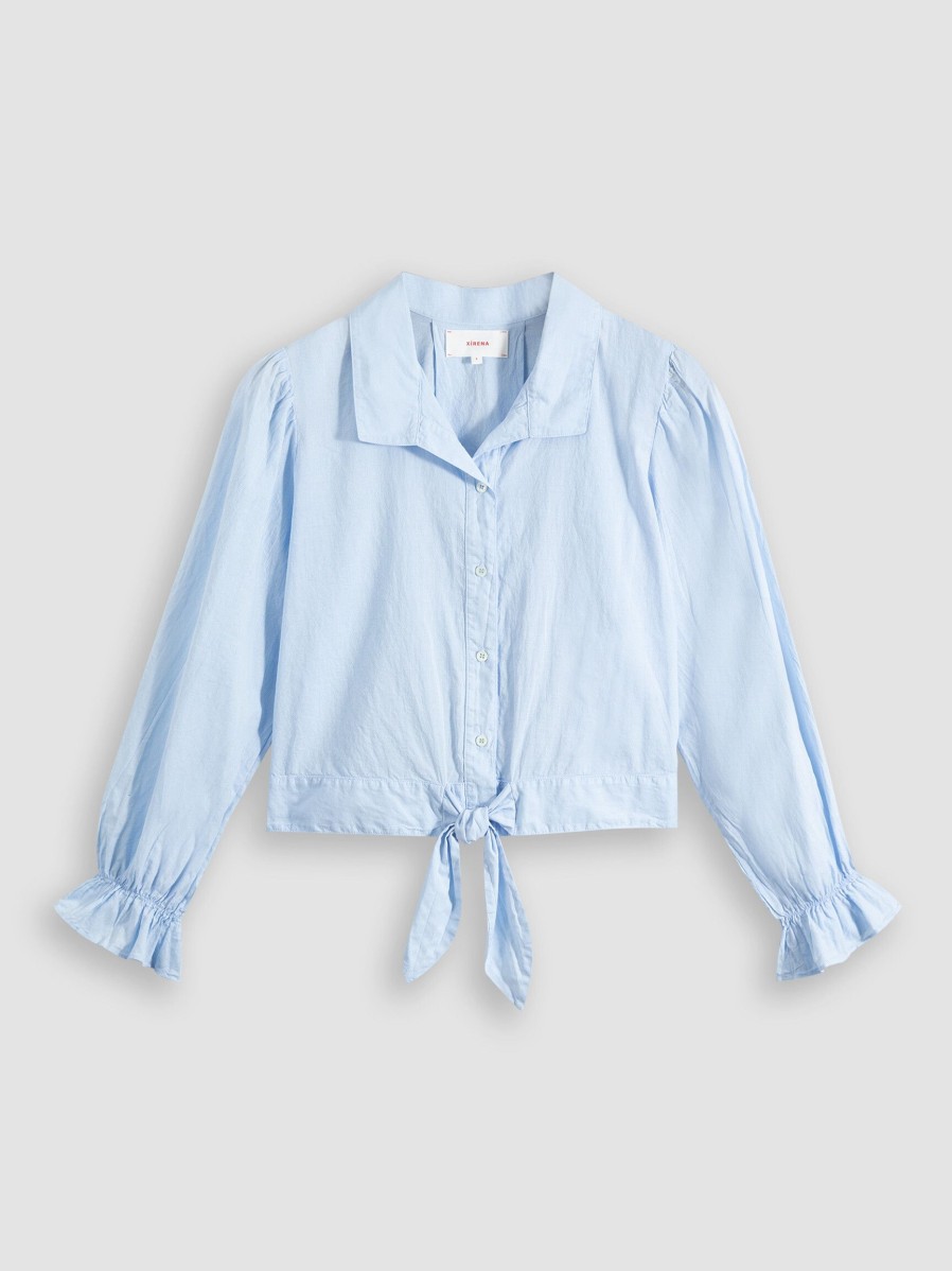 Women Xirena Tops And Blouses | Elsie, Cotton Blouse Light Blue