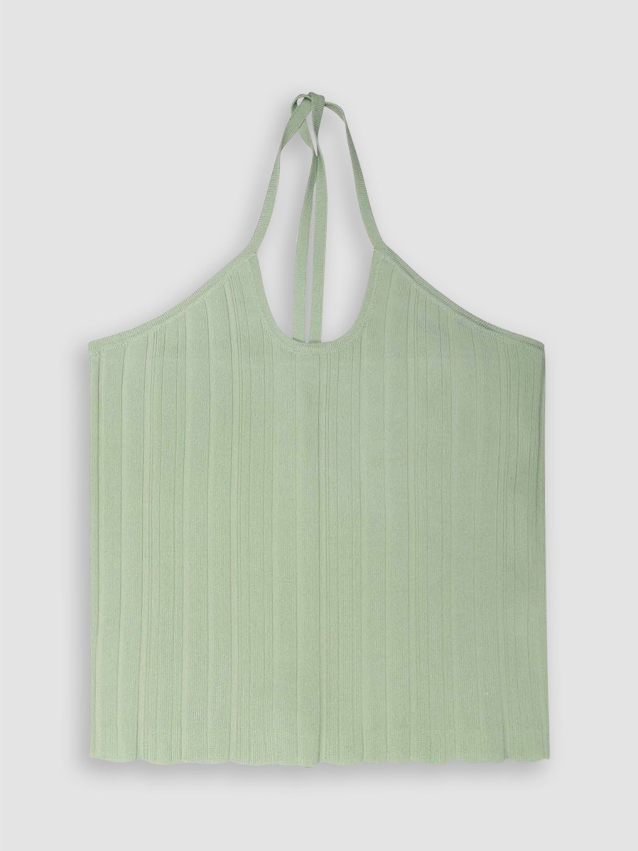 Women Graumann Tops And Blouses | Kate, Viscose Mix Halter Top Light Green