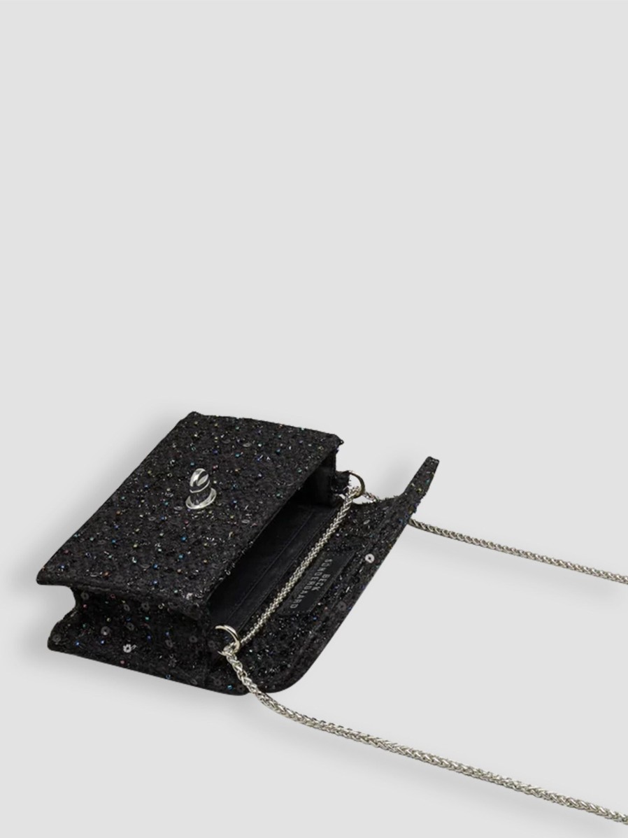 Women Becksondergaard Bags | Nevilla Candi, Woven Crossbody Bag With Sequins Black