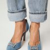 Women Silver Grace Pumps And Slingbacks | Houston, Leather Denim Pumps Blue