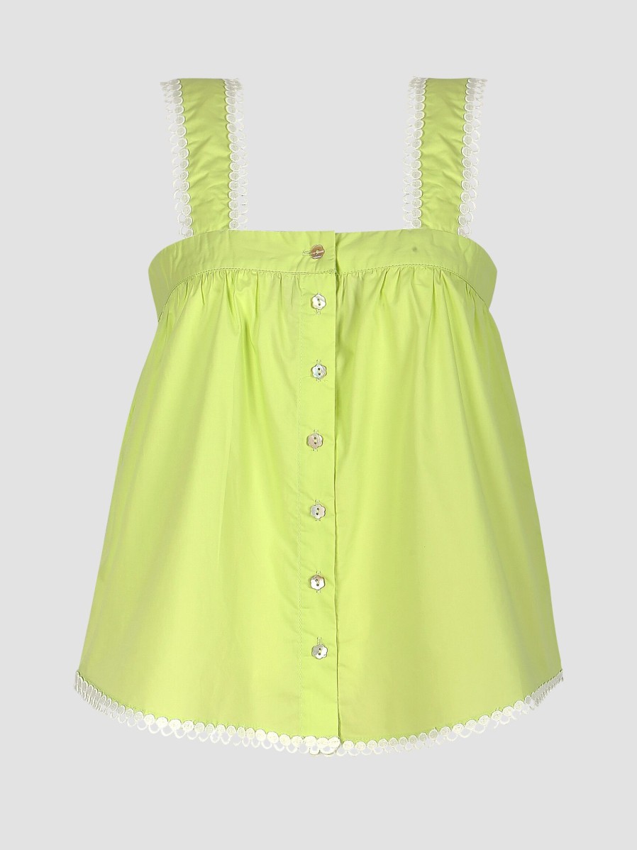 Women Frnch Tops And Blouses | Rose, Cotton Top Lime Green